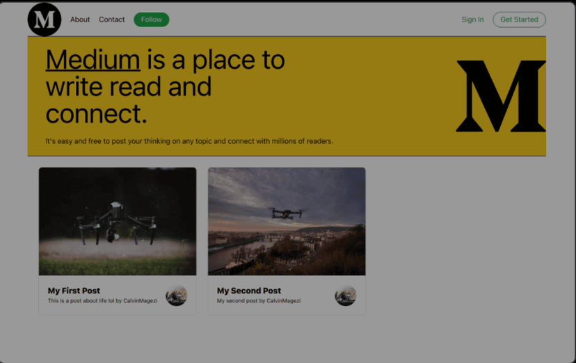 Medium Clone project screenshot